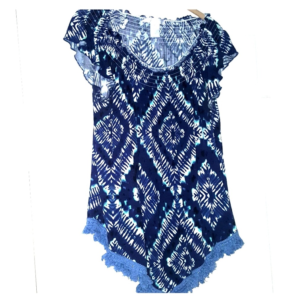 Womens tie dye fringe top - Picture 6 of 7